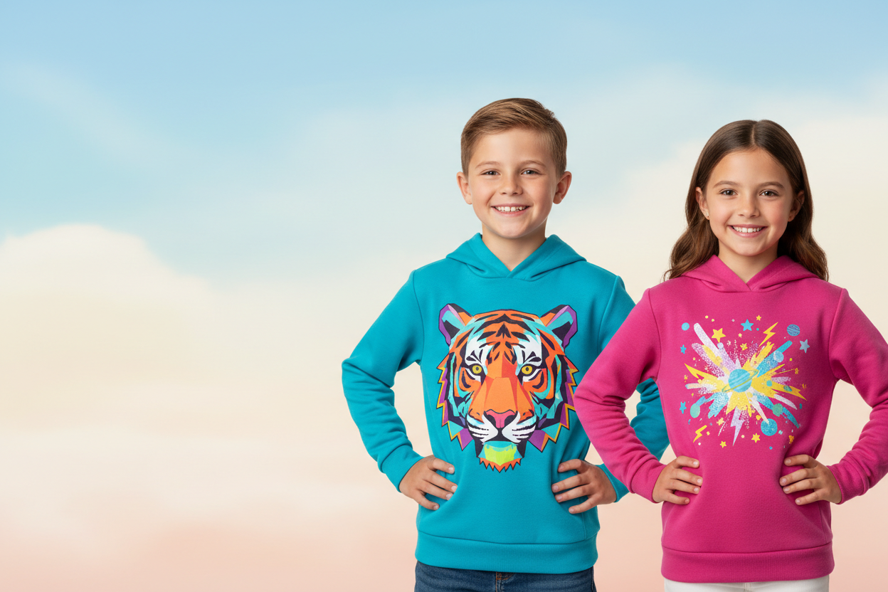 School club kids’ hoodie with branding