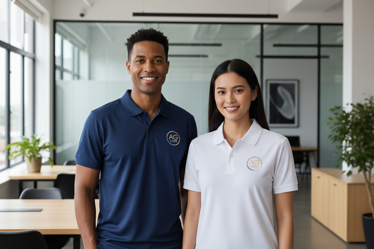 Work polo shirts embroidered with logo