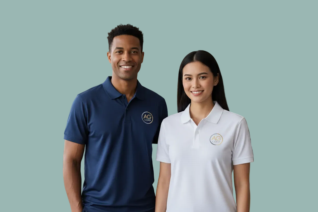 Work polo shirts embroidered with logo