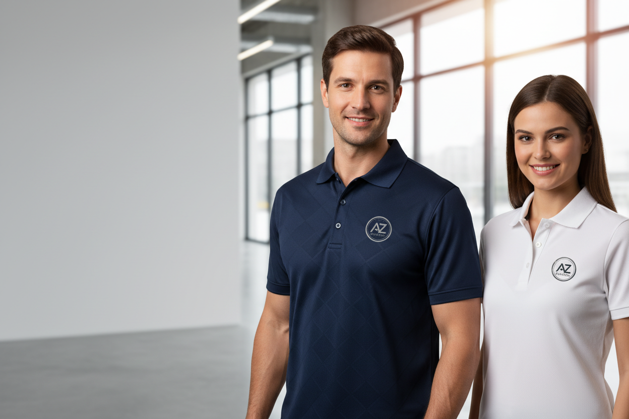 Printed polo shirt for staff uniforms