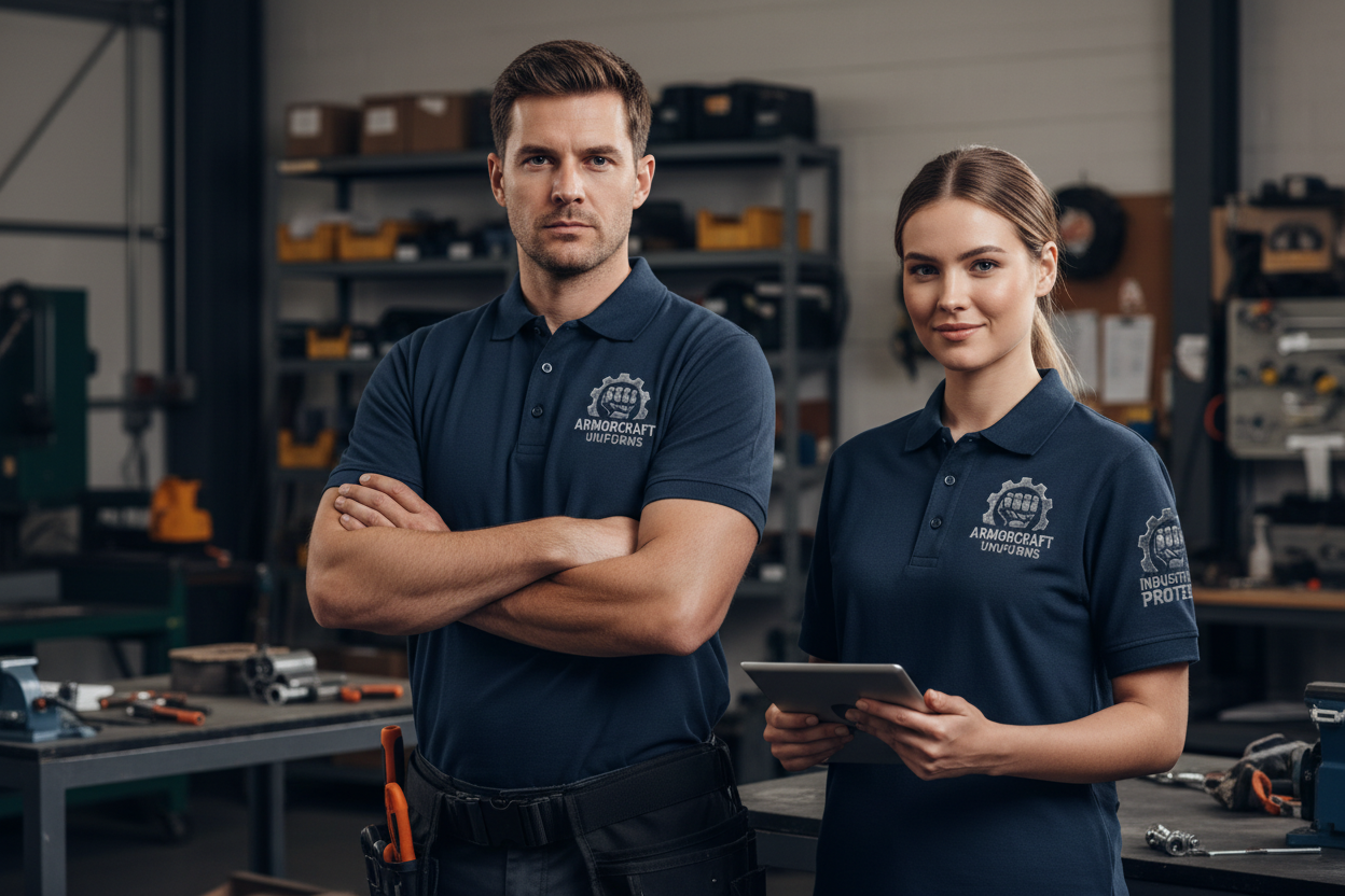 Work polo shirt with embroidered logo