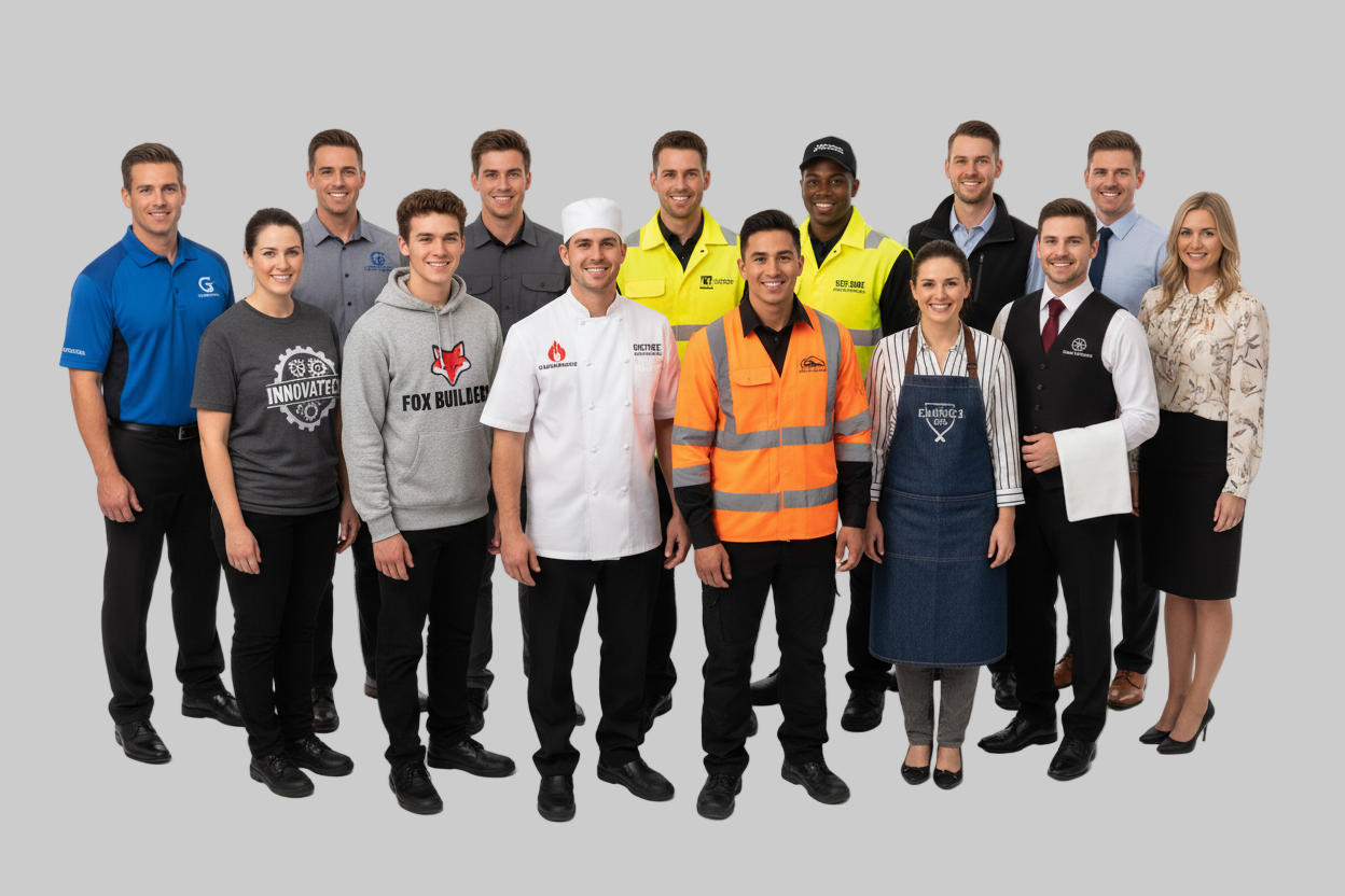 Custom embroidered staff uniform logo