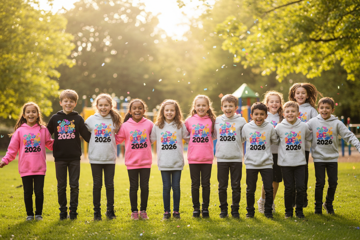Kids’ leavers hoodie group shot