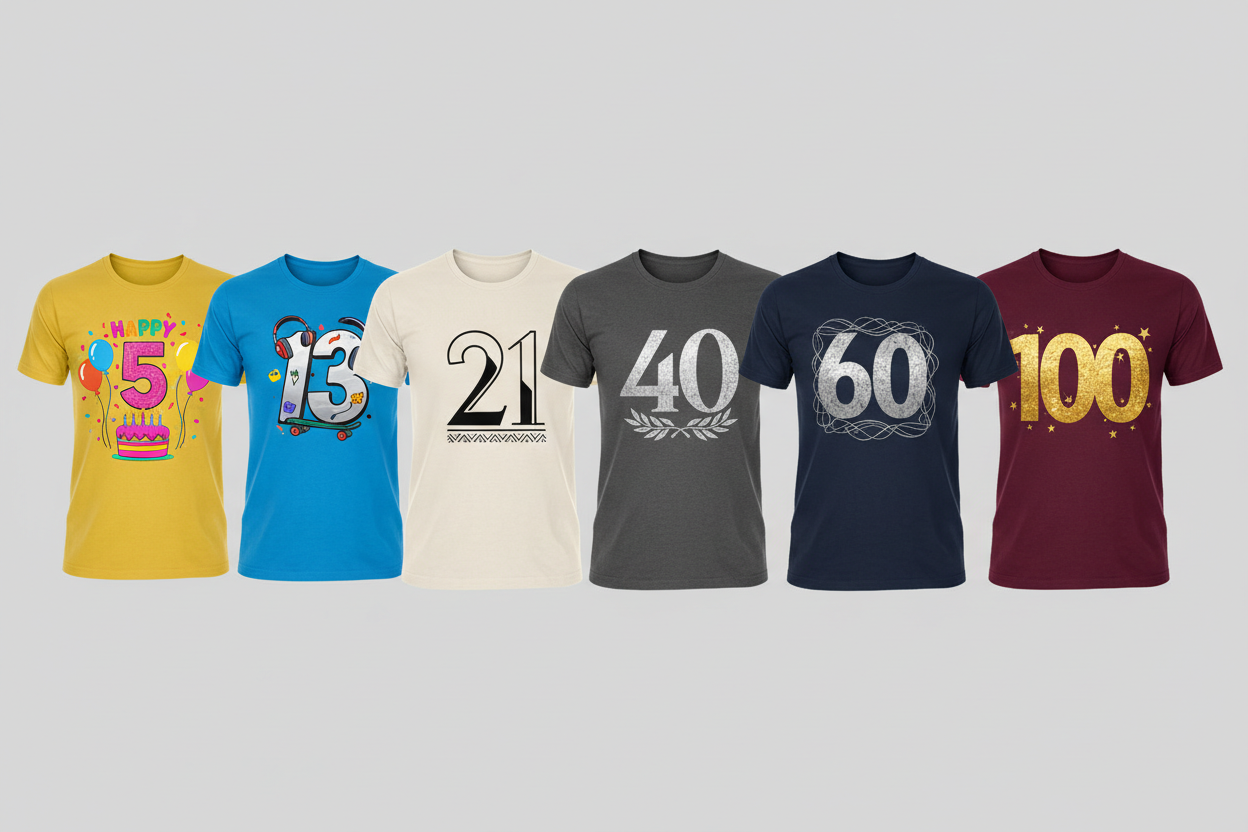 Birthday T-shirt with custom age print