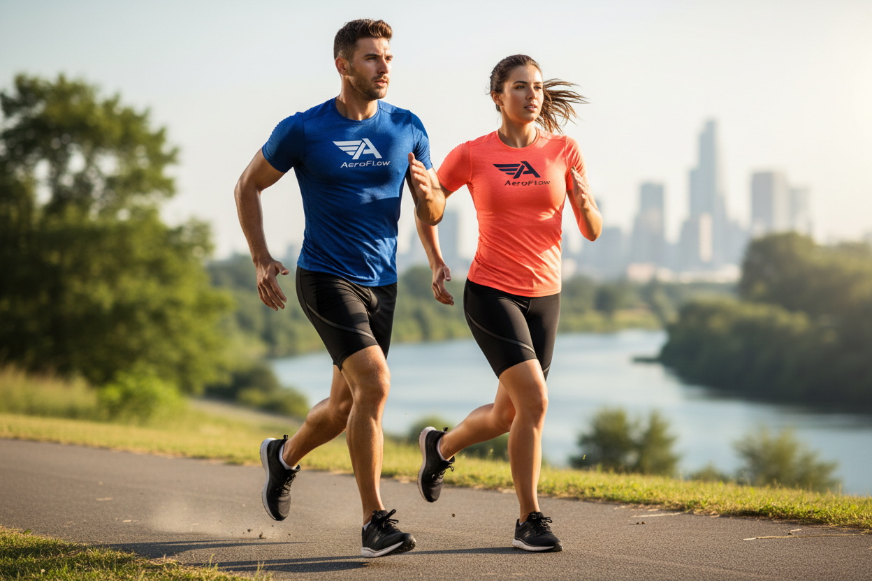 Running and fitness activewear with branding
