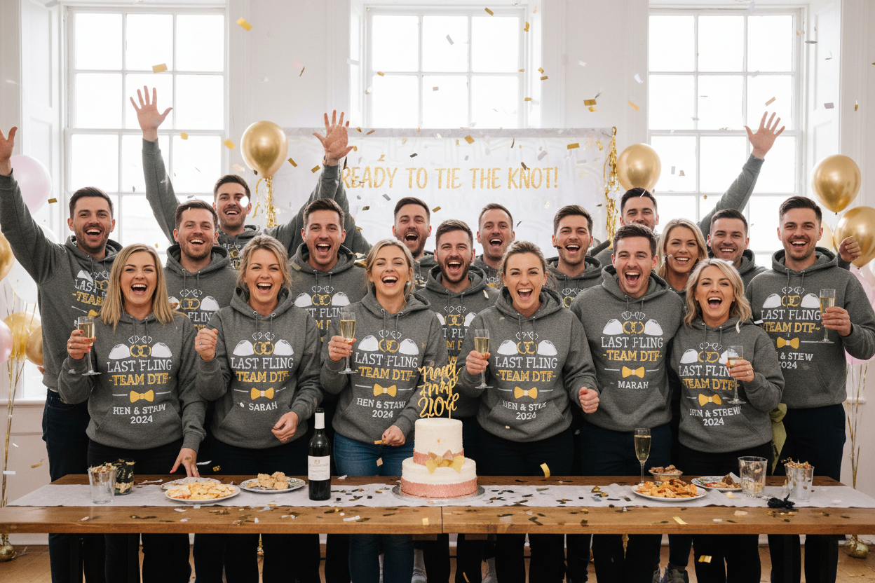 Group hoodies with custom printed design