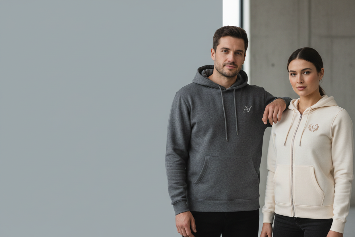 Premium embroidery on pullover hoodie