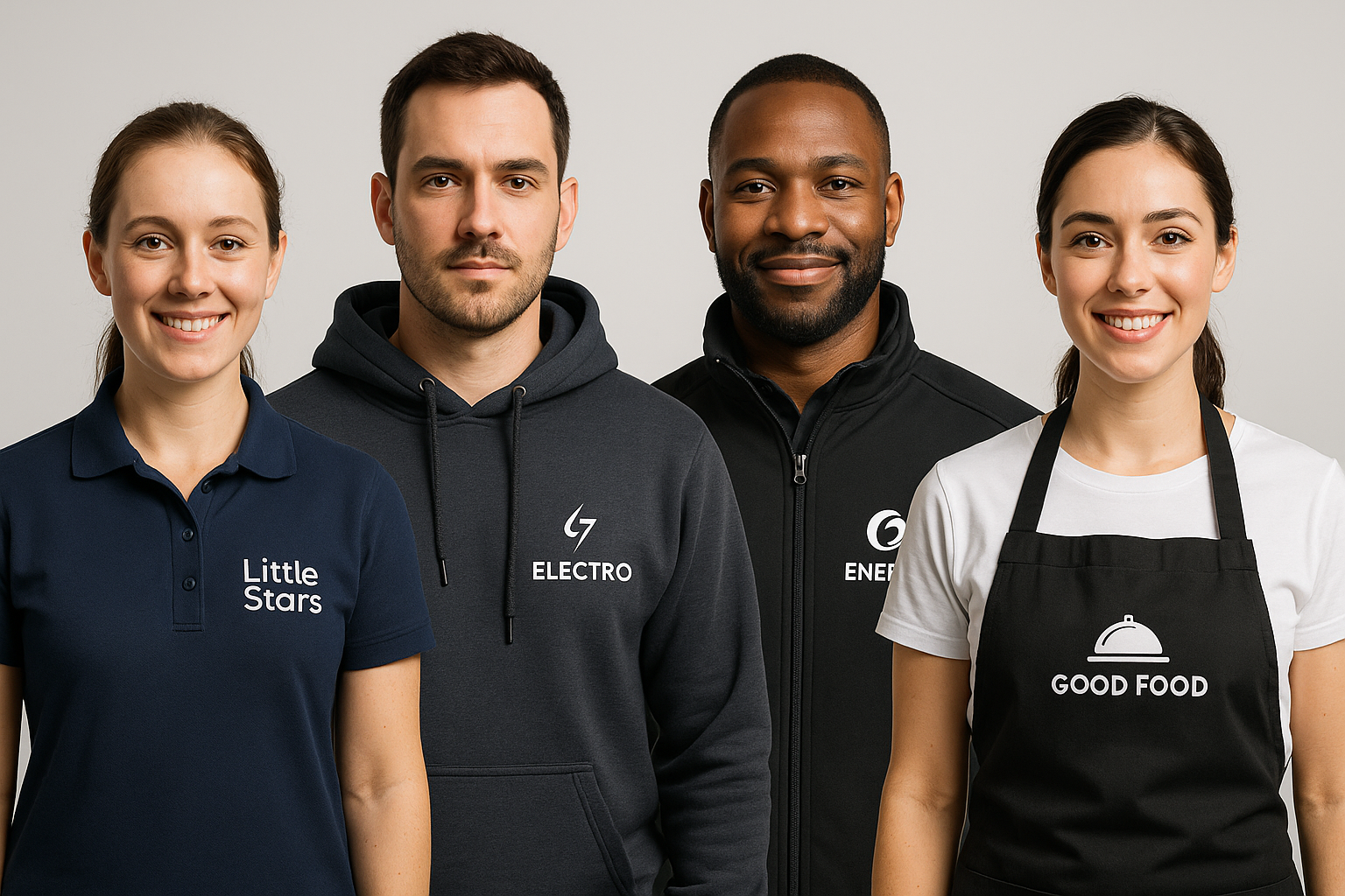 Staff wearing custom branded uniforms