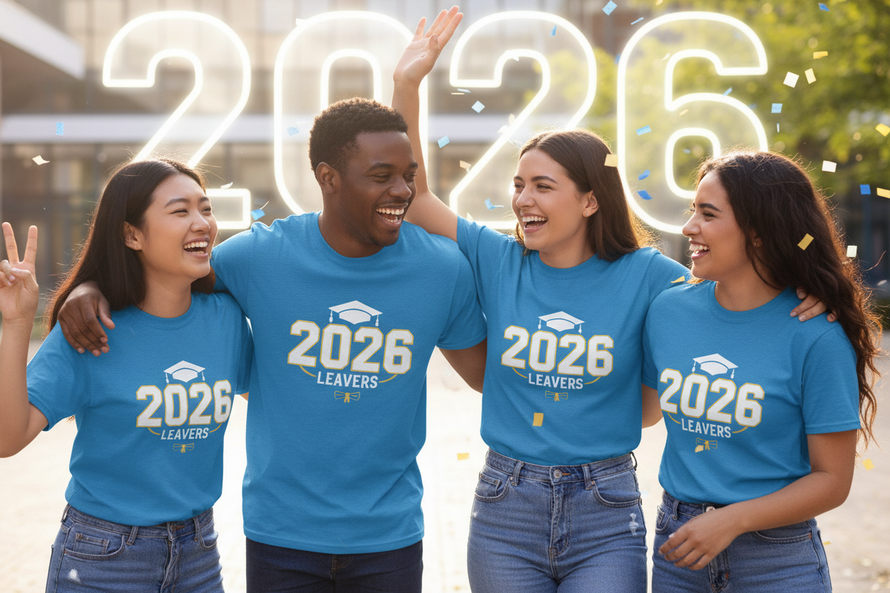 Printed leavers T-shirts with custom names