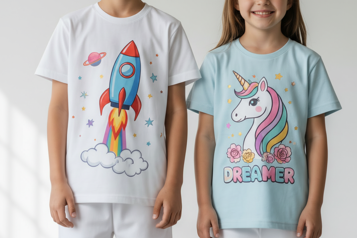 Kids printed and embroidered T-shirts