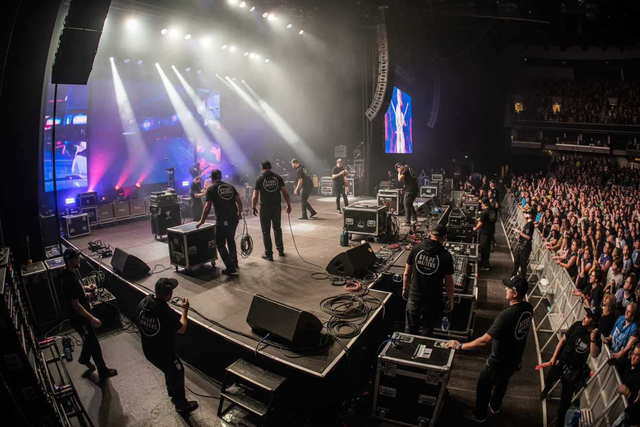 Event staff wearing branded clothing