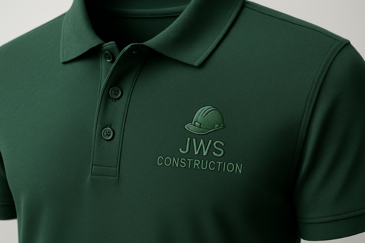 Embroidered polo shirts with stitched branding
